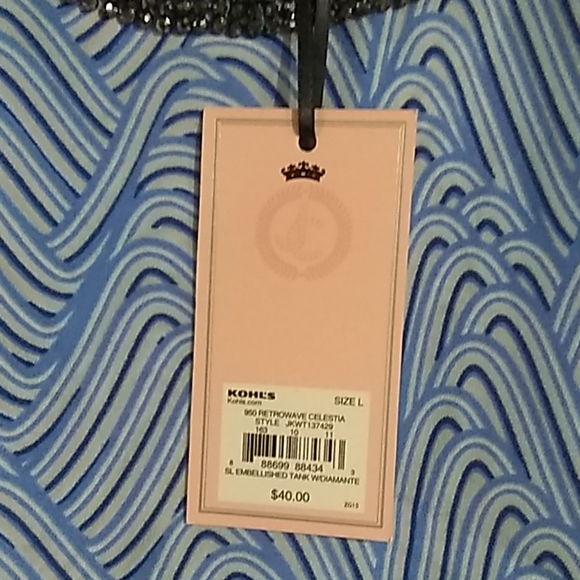 Juicy Couture Sleeveless Sparkle Blouse Size L NWT - Picture 3 of 4